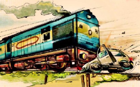 ট্রেনের ধাক্কায় মাইক্রোবাস পুকুরে, নিহত ৫