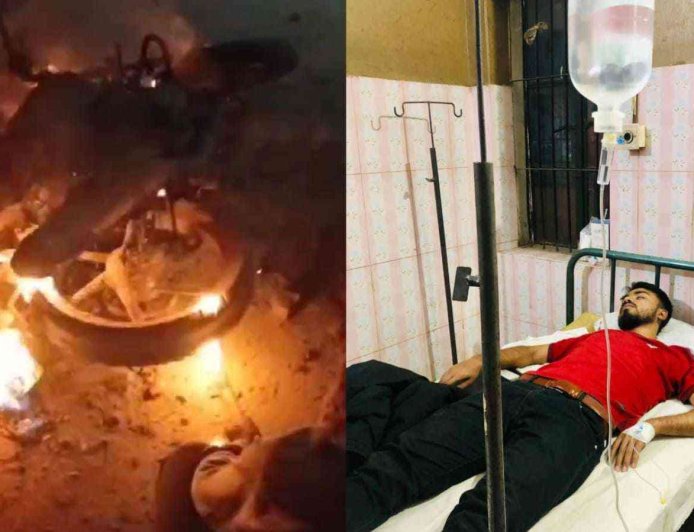 লালপুরে সিনেমা স্টাইলে প্রেমিককে মেরে হাসপাতালে, মোটরসাইকেলে আগুন