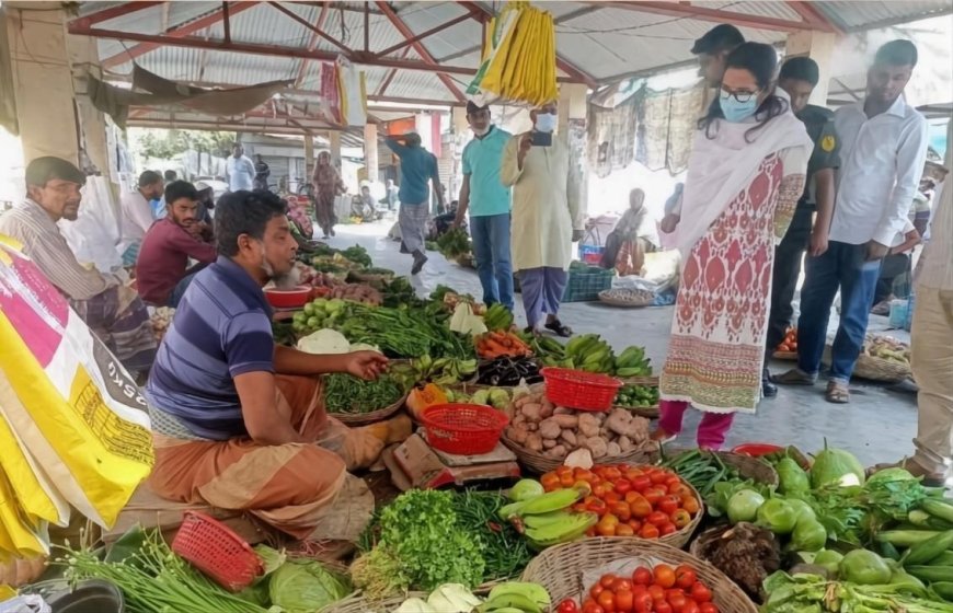 কালিগঞ্জে কাঁচাবাজার ও মুদি দোকানে উপজেলা নির্বাহী অফিসারের তদারকি