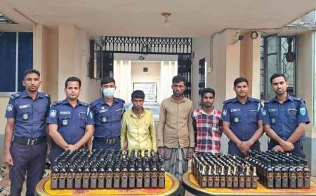 সুনামগঞ্জে বিপুল পরিমাণ ভারতীয় মদসহ তিনজন গ্রেফতার