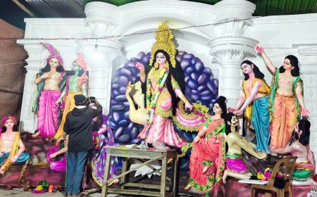 কালিগঞ্জে সাড়ম্বরে সরস্বতী পূজা উদযাপন, সাত দিনব্যাপী আয়োজন বিষ্ণুপুরের প্রান্তিক সংঘের