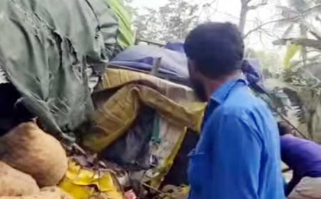 নাটোরে আলু ও সুপারীবাহী দুই ট্রাকের সংঘর্ষে নিহত ১, আহত ৩