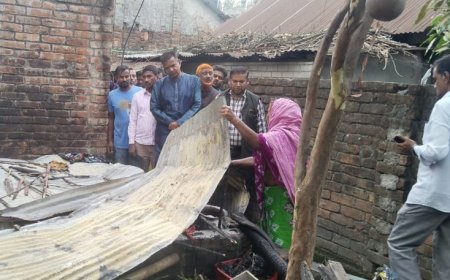 সৈয়দপুরে অগ্নিকান্ডে ক্ষতিগ্রস্ত ছয় পরিবারের পাশে দাড়ালেন বিএনপি নেতা শাহীন