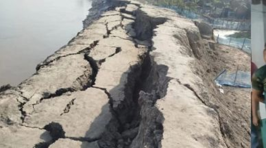 আশাশুনির  গোয়ালডাঙ্গা বাজারে বেড়িবাঁধে আবারো ভাঙ্গন