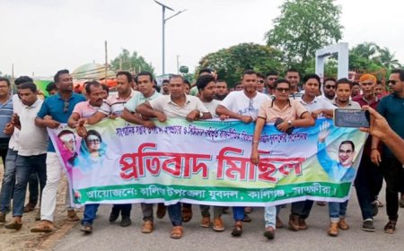 নিষিদ্ধ আওয়ামী লীগের অপতৎপরতার প্রতিবাদে  কালিগঞ্জ উপজেলা যুবদলের বিক্ষোভ সমাবেশ
