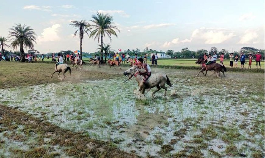 কালিগঞ্জে লাখো দর্শকের উপস্থিতিতে ঘোড়দৌড় প্রতিযোগিতা